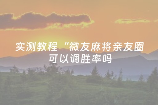 实测教程“微友麻将亲友圈可以调胜率吗（专用辅牌神器免安装）