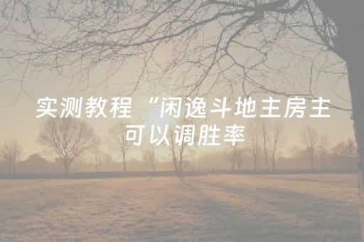 实测教程“闲逸斗地主房主可以调胜率（专用辅牌神器免安装）