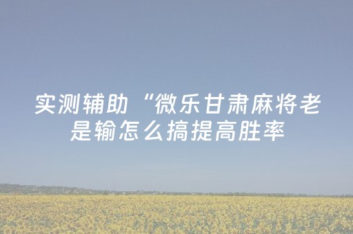 实测辅助“微乐甘肃麻将老是输怎么搞提高胜率（专用辅牌神器免安装）