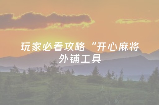 玩家必看攻略“开心麻将外铺工具（专用辅牌神器免安装）