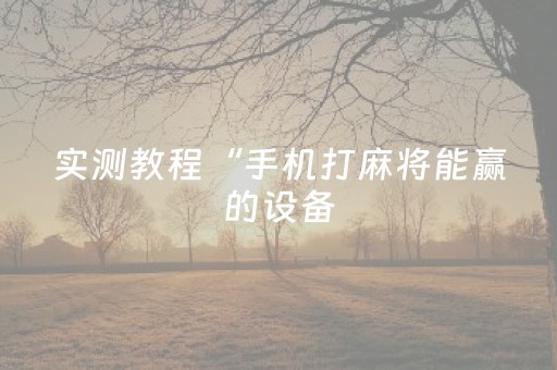 实测教程“手机打麻将能赢的设备（专用辅牌神器免安装）
