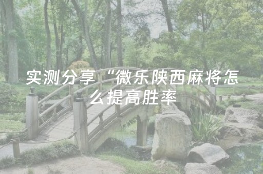 实测分享“微乐陕西麻将怎么提高胜率（助赢神器通用版）
