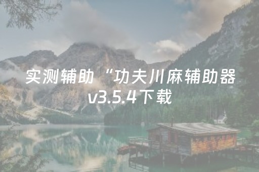 实测辅助“功夫川麻辅助器v3.5.4下载（助赢神器通用版）