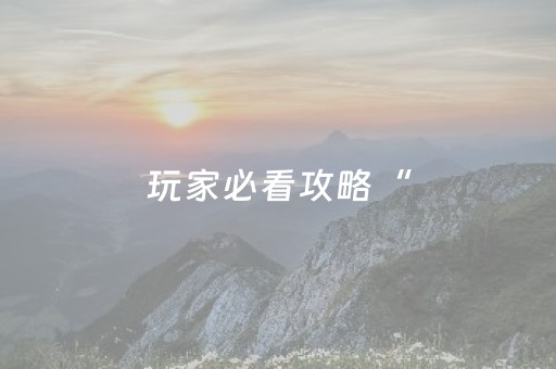玩家必看攻略“（助赢神器通用版）