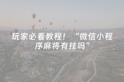 玩家必看教程！“微信小程序麻将有挂吗”（详细透视教程）-哔哩哔哩