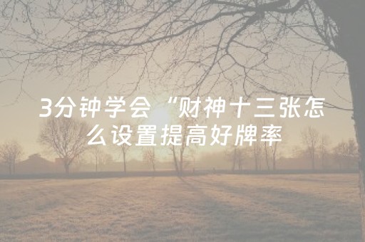 3分钟学会“财神十三张怎么设置提高好牌率（专用辅牌神器免安装）