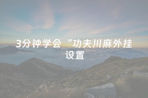 3分钟学会“功夫川麻外挂设置（专用辅牌神器免安装）