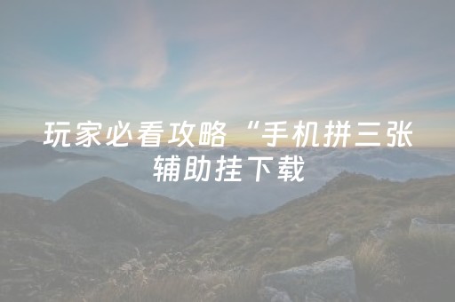 玩家必看攻略“手机拼三张辅助挂下载（专用辅牌神器免安装）