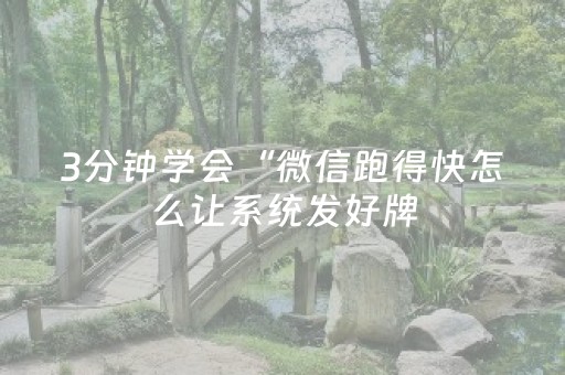 3分钟学会“微信跑得快怎么让系统发好牌（专用辅牌神器免安装）