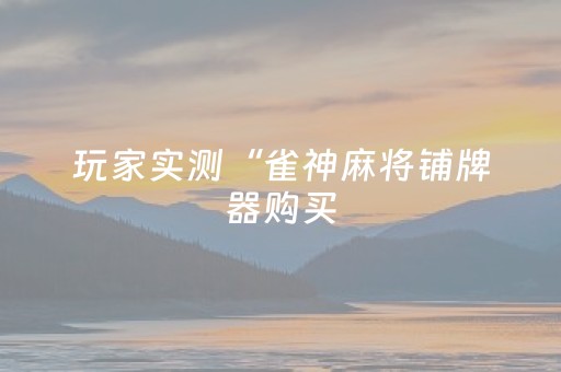 玩家实测“雀神麻将铺牌器购买（专用辅牌神器免安装）