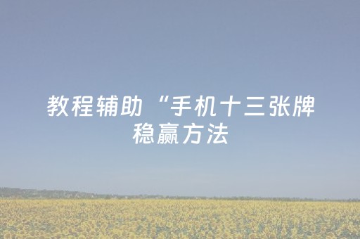 教程辅助“手机十三张牌稳赢方法（助赢神器通用版）