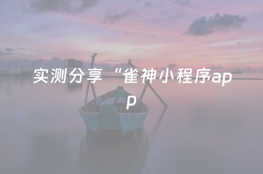 实测分享“雀神小程序app（专用辅牌神器免安装）