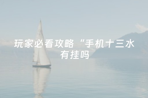 玩家必看攻略“手机十三水有挂吗（助赢神器通用版）