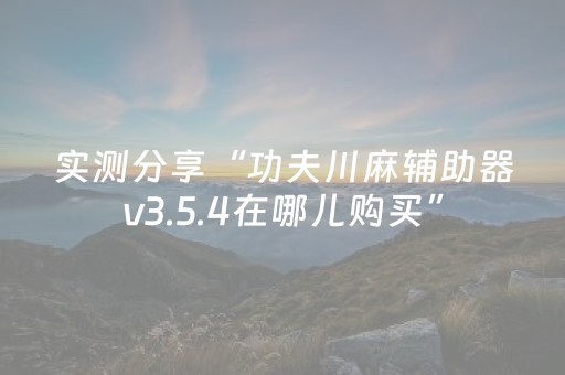 实测分享“功夫川麻辅助器v3.5.4在哪儿购买”（详细开挂教程）-哔哩哔哩
