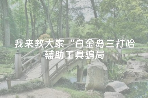 我来教大家“白金岛三打哈辅助工具骗局（助赢神器通用版）