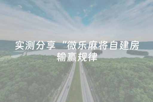 实测分享“微乐麻将自建房输赢规律（助赢神器通用版）