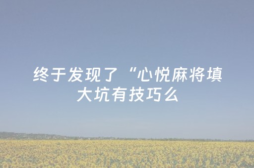 终于发现了“心悦麻将填大坑有技巧么（专用辅牌神器免安装）
