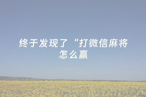 终于发现了“打微信麻将怎么赢（助赢神器通用版）