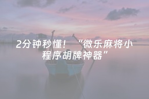 2分钟秒懂！“微乐麻将小程序胡牌神器”（详细开挂教程）-哔哩哔哩
