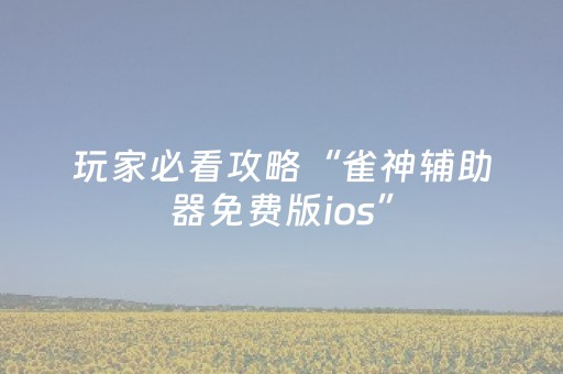 玩家必看攻略“雀神辅助器免费版ios”（详细透视教程）-哔哩哔哩