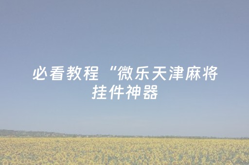 必看教程“微乐天津麻将挂件神器（助赢神器通用版）