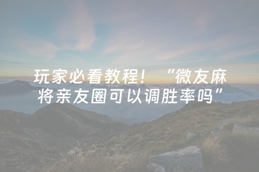 玩家必看教程！“微友麻将亲友圈可以调胜率吗”（详细透视教程）-哔哩哔哩