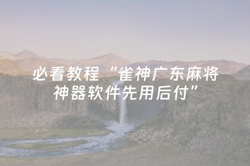 必看教程“雀神广东麻将神器软件先用后付”（详细透视教程）-哔哩哔哩