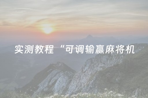 实测教程“可调输赢麻将机（专用辅牌神器免安装）