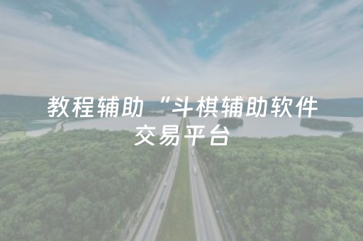 教程辅助“斗棋辅助软件交易平台（专用辅牌神器免安装）