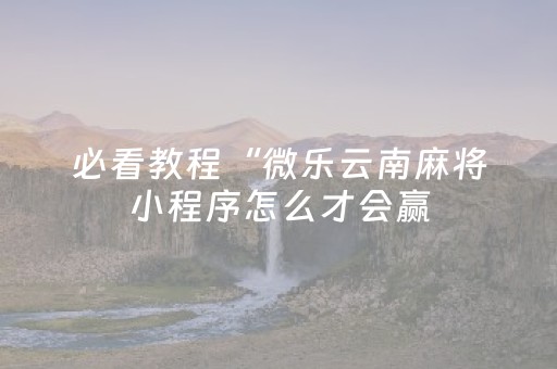必看教程“微乐云南麻将小程序怎么才会赢（助赢神器通用版）