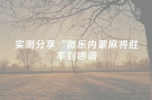 实测分享“微乐内蒙麻将胜率到哪调（助赢神器通用版）
