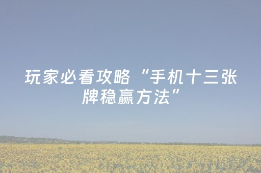 玩家必看攻略“手机十三张牌稳赢方法”（详细透视教程）-哔哩哔哩