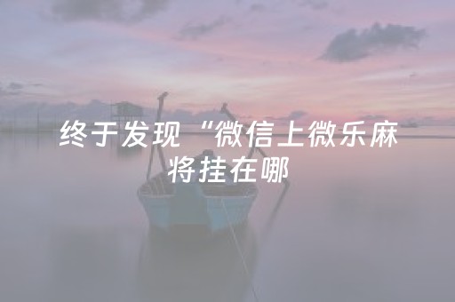终于发现“微信上微乐麻将挂在哪（专用辅牌神器免安装）