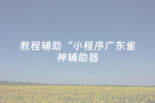 教程辅助“小程序广东雀神辅助器（助赢神器通用版）
