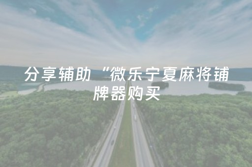 分享辅助“微乐宁夏麻将铺牌器购买（专用辅牌神器免安装）