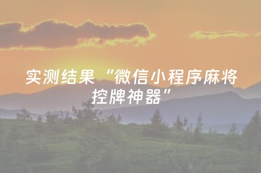 实测结果“微信小程序麻将控牌神器”（详细透视教程）-哔哩哔哩
