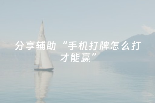 分享辅助“手机打牌怎么打才能赢”（详细透视教程）-哔哩哔哩