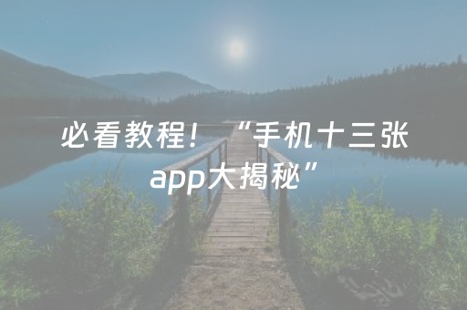 必看教程！“手机十三张app大揭秘”（详细开挂教程）-哔哩哔哩
