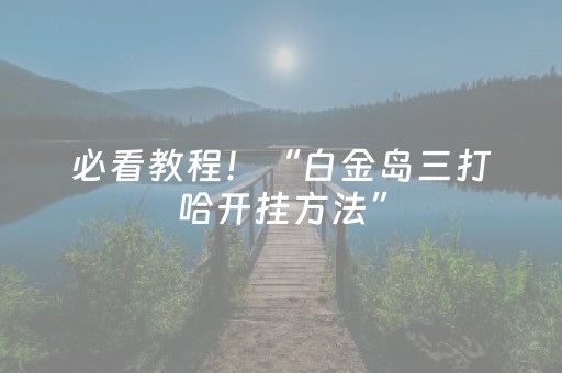 必看教程！“白金岛三打哈开挂方法”（详细辅助教程）-哔哩哔哩