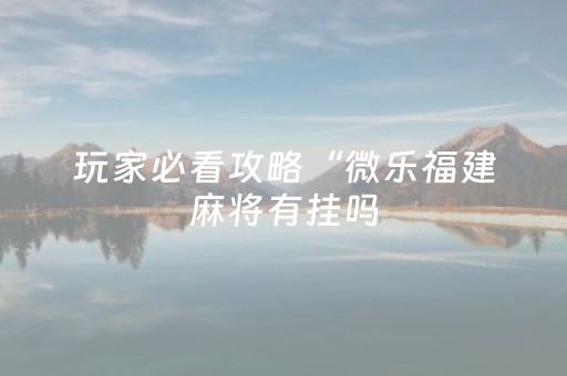 玩家必看攻略“微乐福建麻将有挂吗（助赢神器通用版）