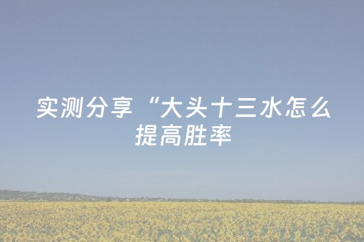 实测分享“大头十三水怎么提高胜率（专用辅牌神器免安装）