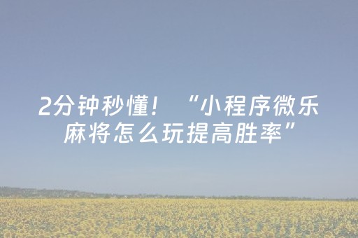 2分钟秒懂！“小程序微乐麻将怎么玩提高胜率”（详细开挂教程）-哔哩哔哩