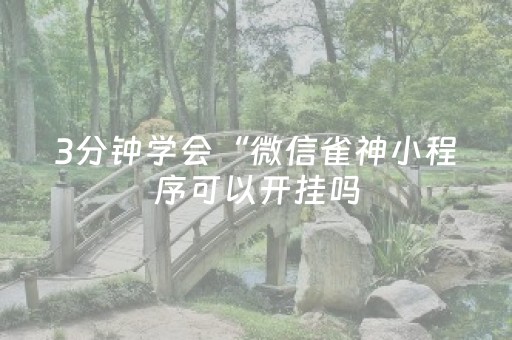3分钟学会“微信雀神小程序可以开挂吗（助赢神器通用版）