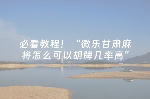 必看教程！“微乐甘肃麻将怎么可以胡牌几率高”（详细透视教程）-哔哩哔哩