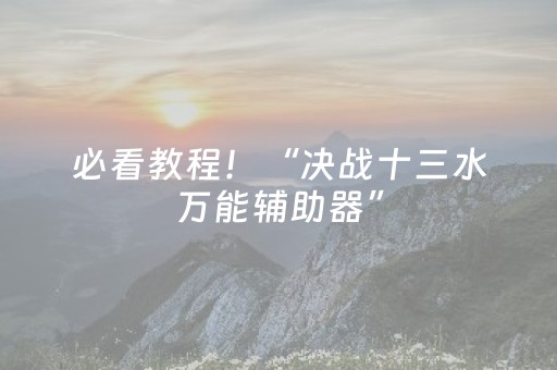 必看教程！“决战十三水万能辅助器”（详细辅助教程）-哔哩哔哩