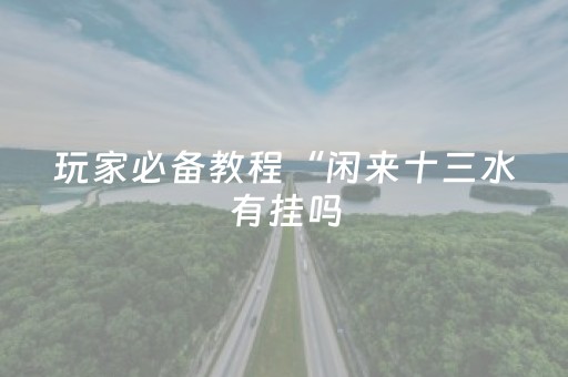 玩家必备教程“闲来十三水有挂吗（助赢神器通用版）