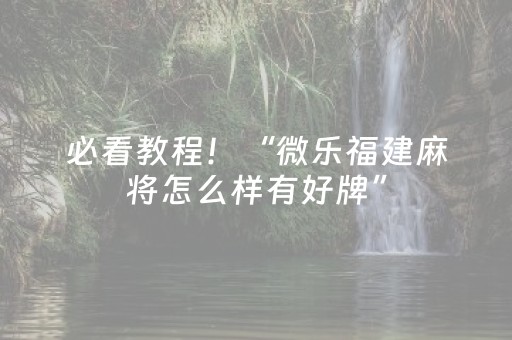 必看教程！“微乐福建麻将怎么样有好牌”（详细透视教程）-哔哩哔哩