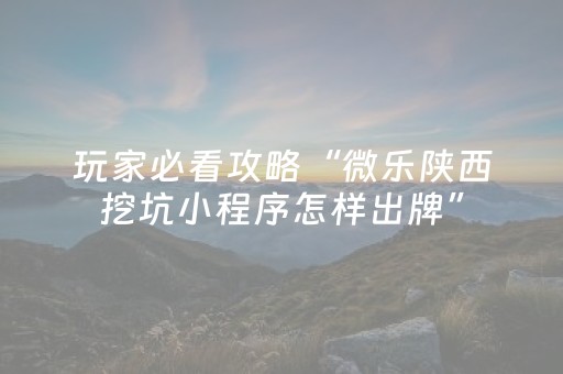玩家必看攻略“微乐陕西挖坑小程序怎样出牌”（详细透视教程）-哔哩哔哩
