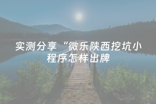 实测分享“微乐陕西挖坑小程序怎样出牌（专用辅牌神器免安装）