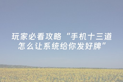 玩家必看攻略“手机十三道怎么让系统给你发好牌”（详细透视教程）-哔哩哔哩